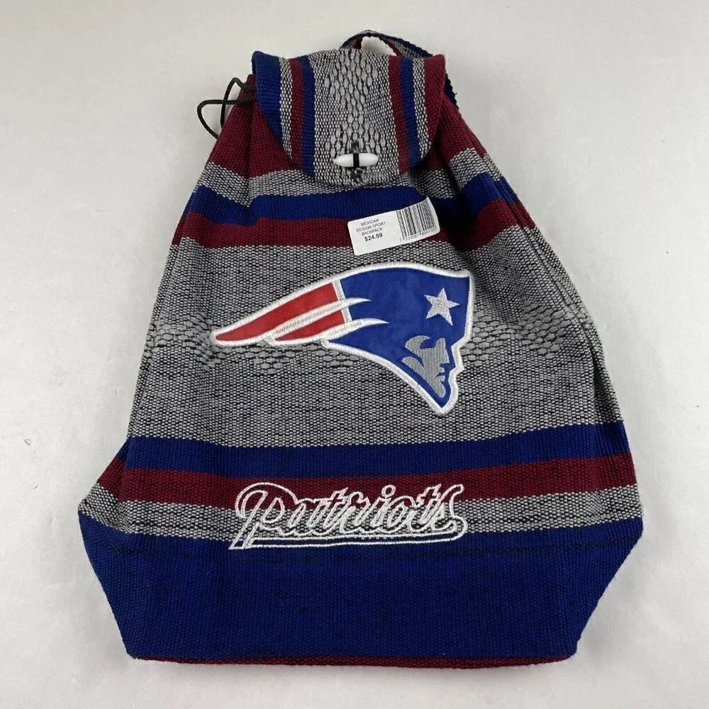 Patriots Football Mexican Woven Embroidered Backpack Bag Red White Blue NFL